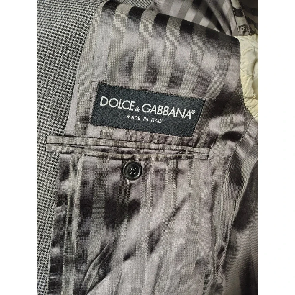Dolce & Gabbana Gold Mens Blazer 3 Button Micro Houndstooth Sport Coat Italy